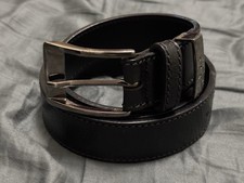 Versace Jeans Couture Men’s Black Italian Leather Dress Belt Size 44 rrl br