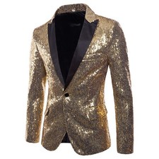 Men s Fashion Sequin Blazer Jacket, Sparkling Party Wear Suit Coat for Stage