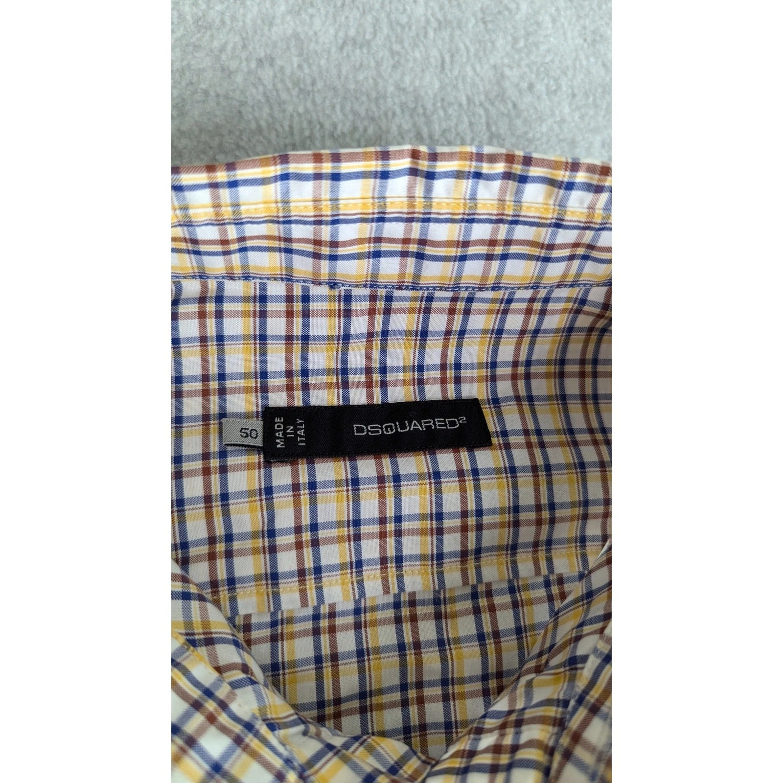 DSquared2 Camicia Uomo Vestito Taglia Tattersall Plaid Multicolore Preppy 50 Italia Lavoro