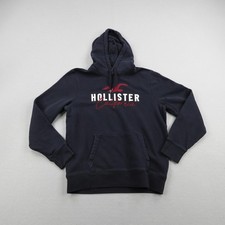 Hollister Hoodie Men Large Blue California Pullover Sweatshirt Preppy Fleece Y2K