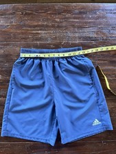 adidas boys Blue Athletic Shorts Regular Fit Drawstring Elastic Waist Size L