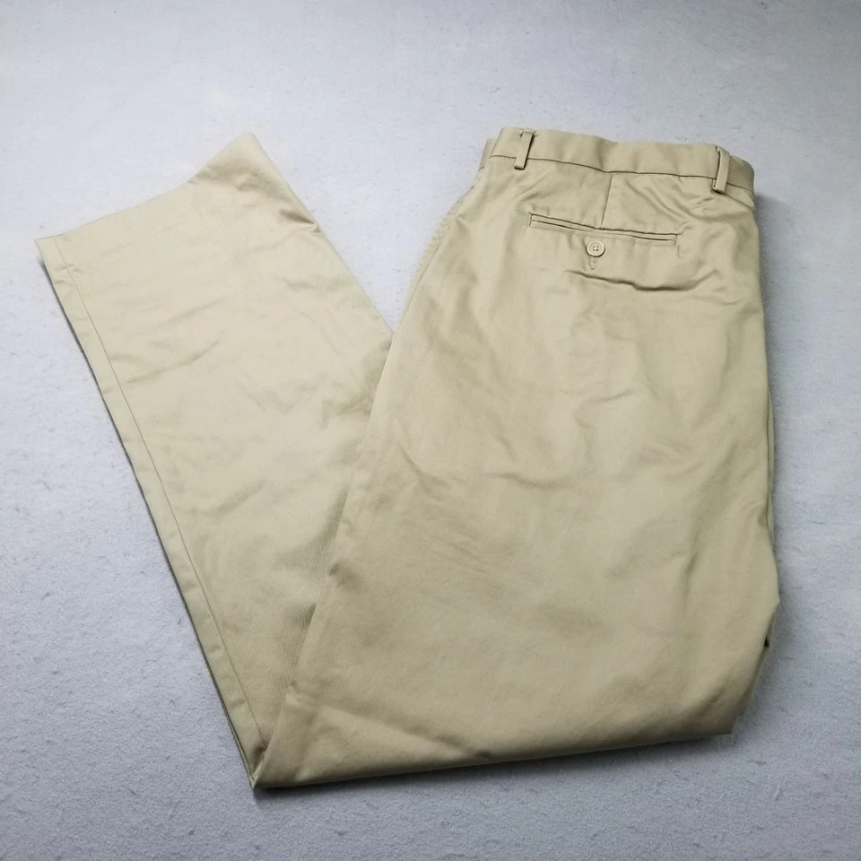 Daniel Cremieux Pants Men 40X32 Brown Beige Flat Front Dress Khaki Pima Cotton - Image 2 of 4