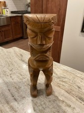 VTG Solid Wood Hawaiian Tiki Statue Hand Carved 11.5"