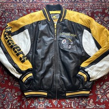Pittsburgh Steelers NFL Leather Bomber Jacket Mens L G-III Carl Banks Vintage