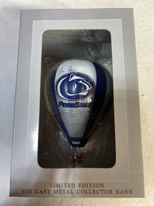 Penn State Die Cast Metal Hot Air Balloon Bank Joe Paterno 2001 Speccast New