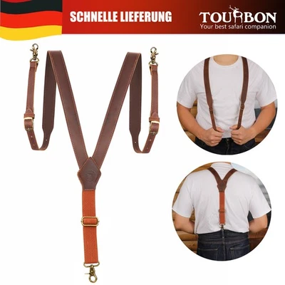 TOURBON Leder Y-Back-Konstruktion Hosenträger für Herren,verstellbar,Hosenträger