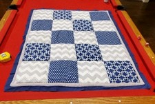 Baby Peanutshell Crib Quilt Patchwork Blue  White Clean