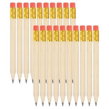 20 Pcs Golf Pencils with Erasers, 4" HB Mini Half Pencils Wood Color