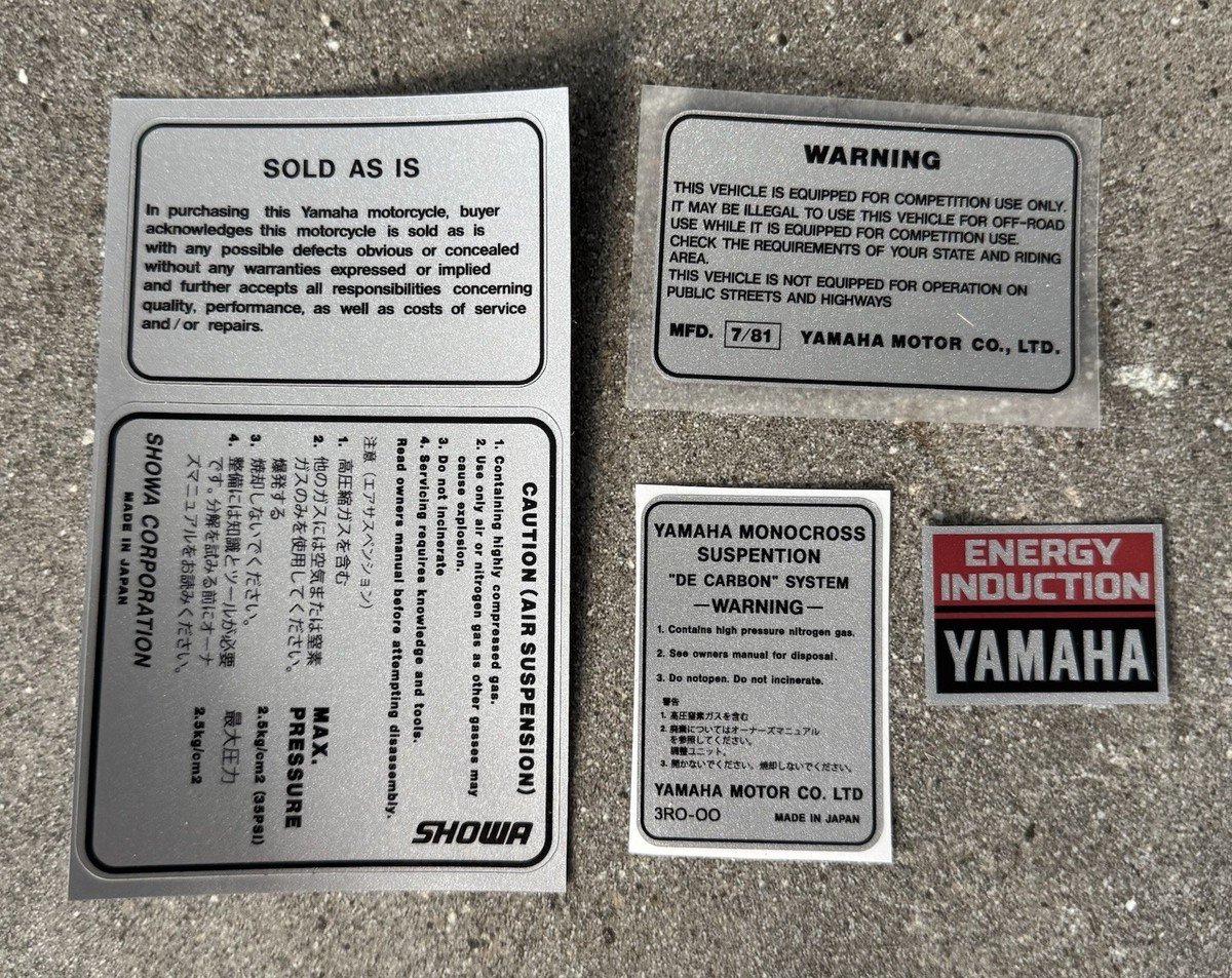 yamaha 1981 YZ60 Reproduction Decal Set / Graphics Kit / Vintage
