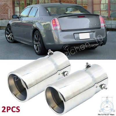 2PCS Exhaust Pipe Tip Rear Tail Throat Muffler Steel For Chrysler 300 300C 300M