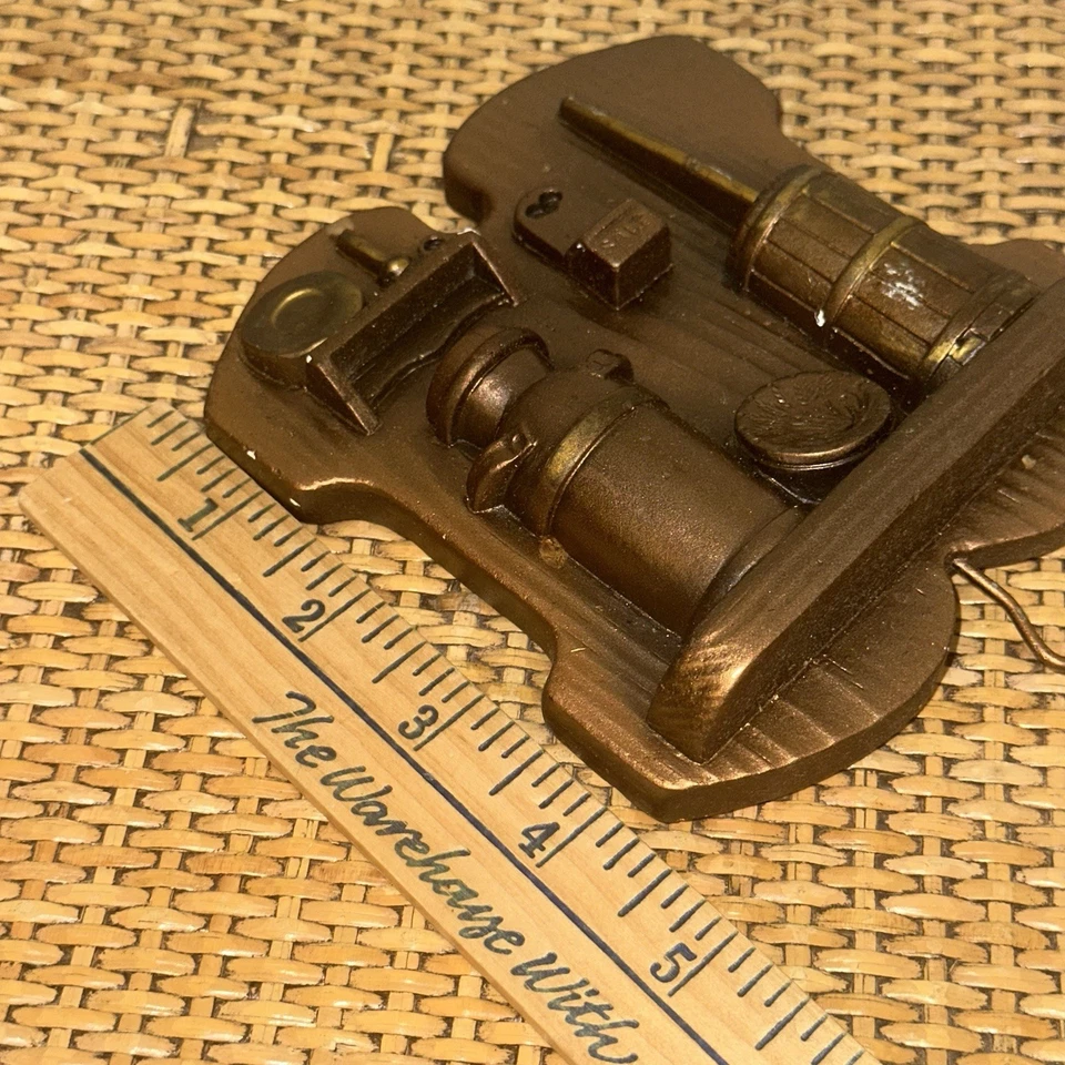 Vintage 1989 Miller Studio Chalkware Kitchen Scene Copper Color Paint 3" Wall - Image 4 of 4