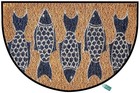 Creative Co-Op Fish Print Natural Half Round Doormat Door Mats Outdoor Doorma...