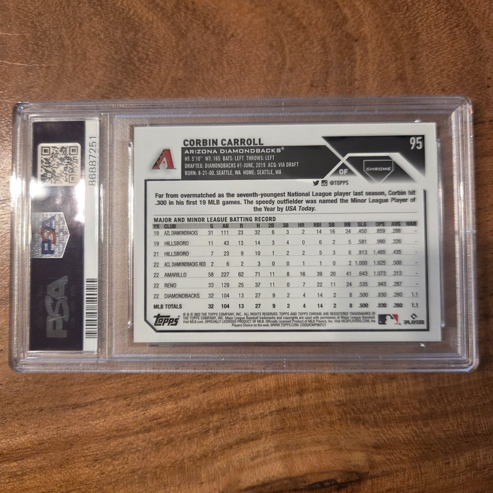 2023 topps chrome corbin carroll psa 10 view 2