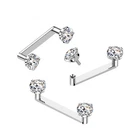 Implant Grade Titanium Round CZ Crystal Prong Surface Piercing 10mm 12mm 14g Bar