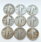Lot of Nine "Not so Perfect" Standing Liberty Quarters.
