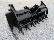 84" Root Rake Clam Grapple Dual Tong with Teeth Severe Duty Fits Skid Steer
