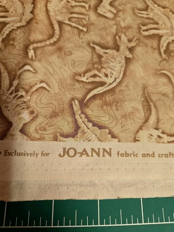 Jo ANN COTTON Fabric BY THE HALF YARD Prehistoric Dinosaur Fossil Bones 1/2 New - Image 2 of 4