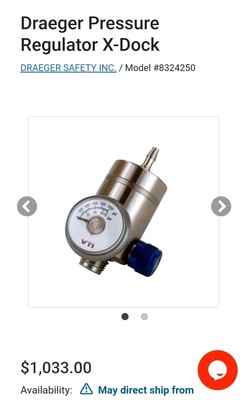 Draeger Pressure Regulator X-Dock   Model #8324250   Genuine OEM   New-Open Box