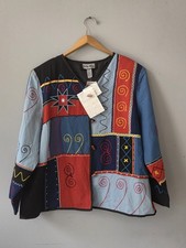 Women's Sz 2X Indigo Moon Colorblock Jacket W/ Embroidered Accents QVC Style~NWT