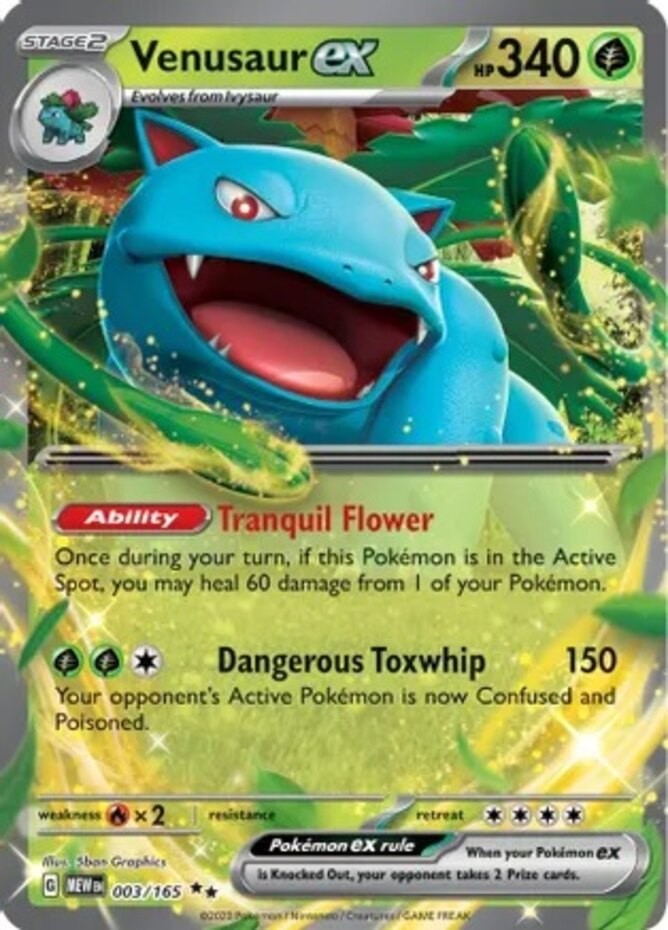 Venusaur ex - 003/165 - Double Rare NM, English Pokemon Scarlet & Violet - 151