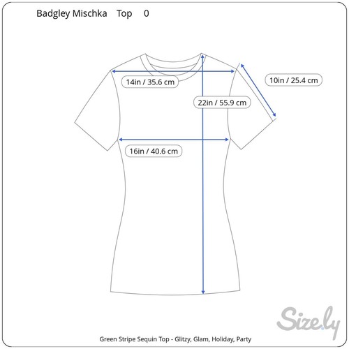 Top Badgley Mischka Mujer Talla 0 Lentejuelas Verde Negro Plata Rayas Fiesta Vacaciones - Imagen 6 de 8