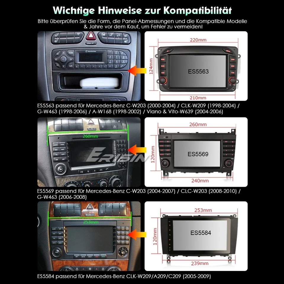 64GB Android 14 DAB+ Autoradio Navi CarPlay Mercedes C/G/A/CLK Klasse Viano Vito - Bild 4 von 4
