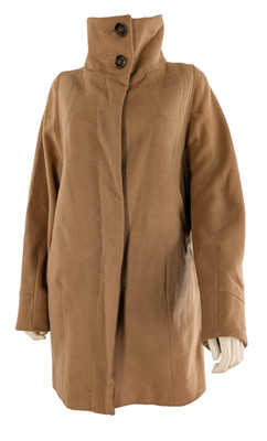 Intrend Max Mara Mantel Sack Style camelbraun Wolle Alpaka UK 10 Trichterkragen