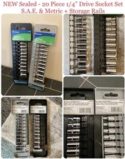 Sears Companion 20 piece 1/4” Drive Socket Set + Storage Rail   S.A.E. & Metric