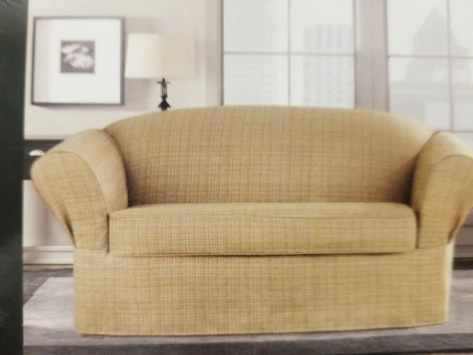 Sure Fit Avenue 2 Piezas con Corbatas y Cordón - Funda Loveseat - Cacao/Marfil... Foto 4 de 4