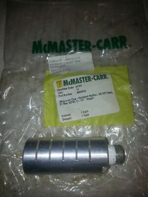MCMASTER-CARR PO.54101 P/N.9993K33 ALUMINIUM CLOG-RESISTANT MUFFLER, 3/8 NPT MAL