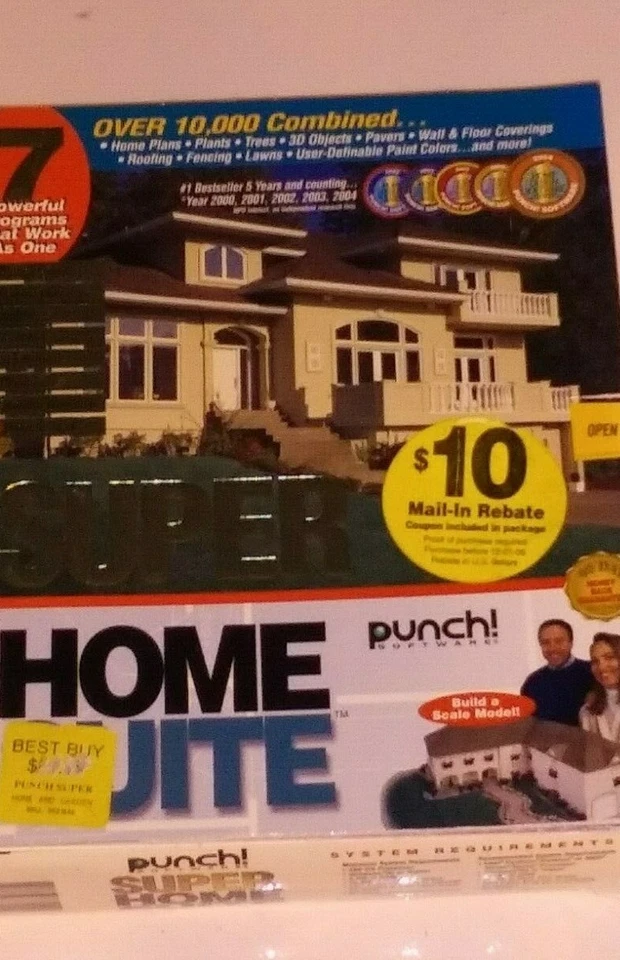 Super Home Suite PC CD RETAIL BOX 3D Home Design Model Software Windows XP  - Image 2 of 3