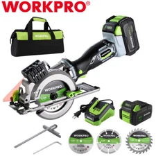 WORKPRO 20V 4-1/2" Cordless Mini Circular Saw Compact Circular Saw w/3 Blade NEW
