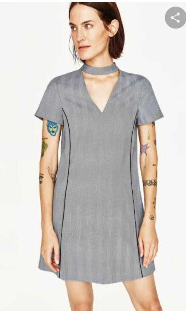 zara mini dress grey Women's Gray Mini Dress