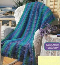 TROPICAL WAVES AFGHAN HOME DECOR DIGEST SIZE CROCHET PATTERN INSTRUCTIONS