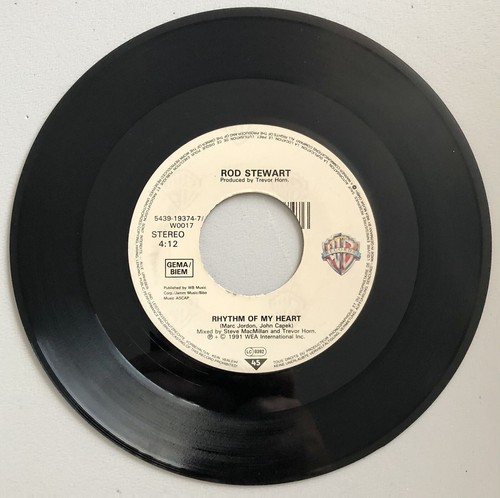ROD STEWART Rhythm Of My Heart b/w Moment Of Glory 7" 45rpm 1991 UK EX - Picture 2 of 4