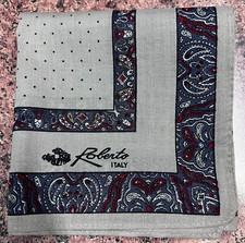 PAISLEY GRAY POLKA DOTS ART RED HANDKERCHIEF CLASSIC MEN COTTON POCKET SQUARE18"
