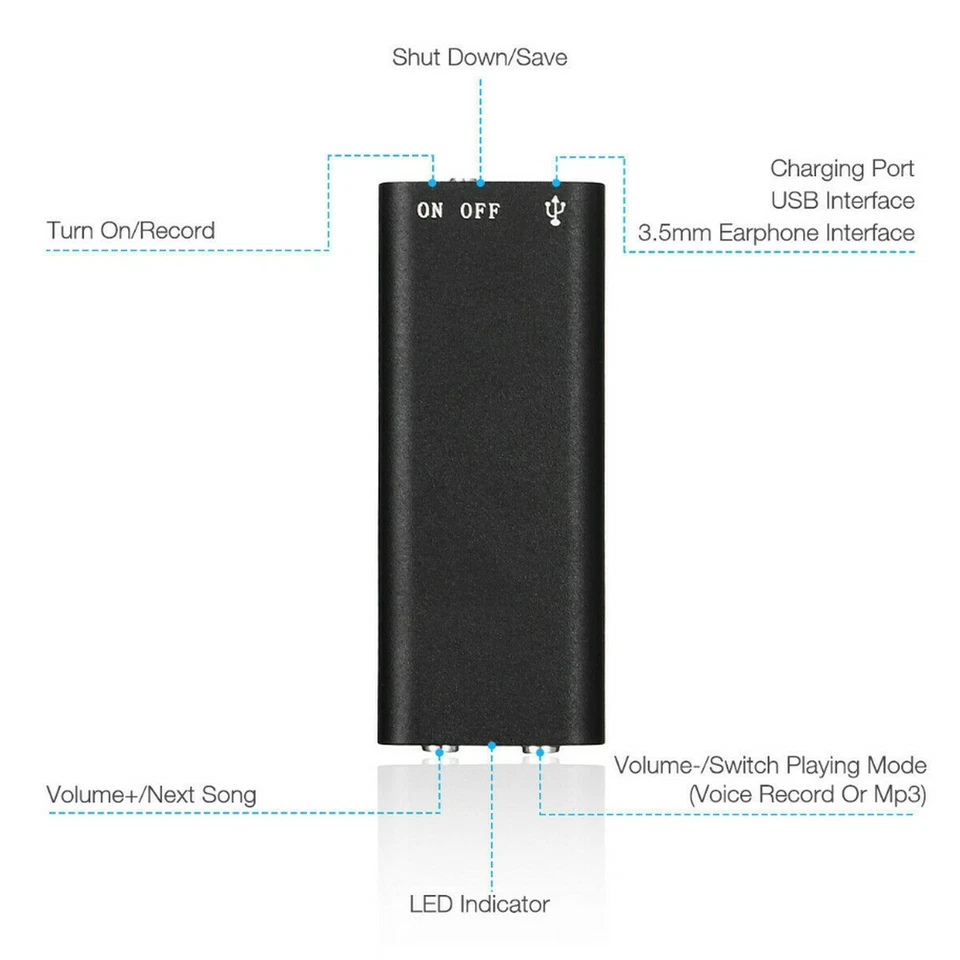 Mini Voice Recorder Hidden Audio Listening Device 96 Hours Bug Recording pf 8GB - Image 2 of 4