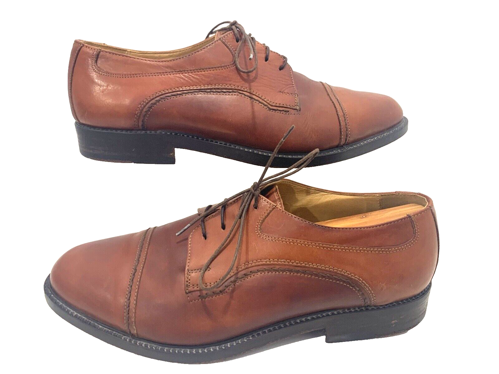 SAOLA Bachrach Cap Toe Uomo Oxford CUCITURE Tg 11 Marrone Pelle Vestito SCARPE Italia