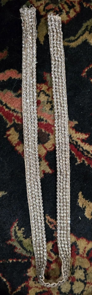 CINTURÓN de tela vintage de metal con 4 filas de estrás de cristal era Art Deco aleta Foto 4 de 4