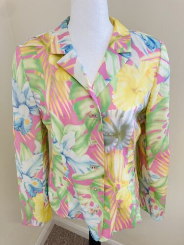 Tullo vintage multicoloured floral 100% silk blouse with padded shoulders - 14 - Picture 1 of 5