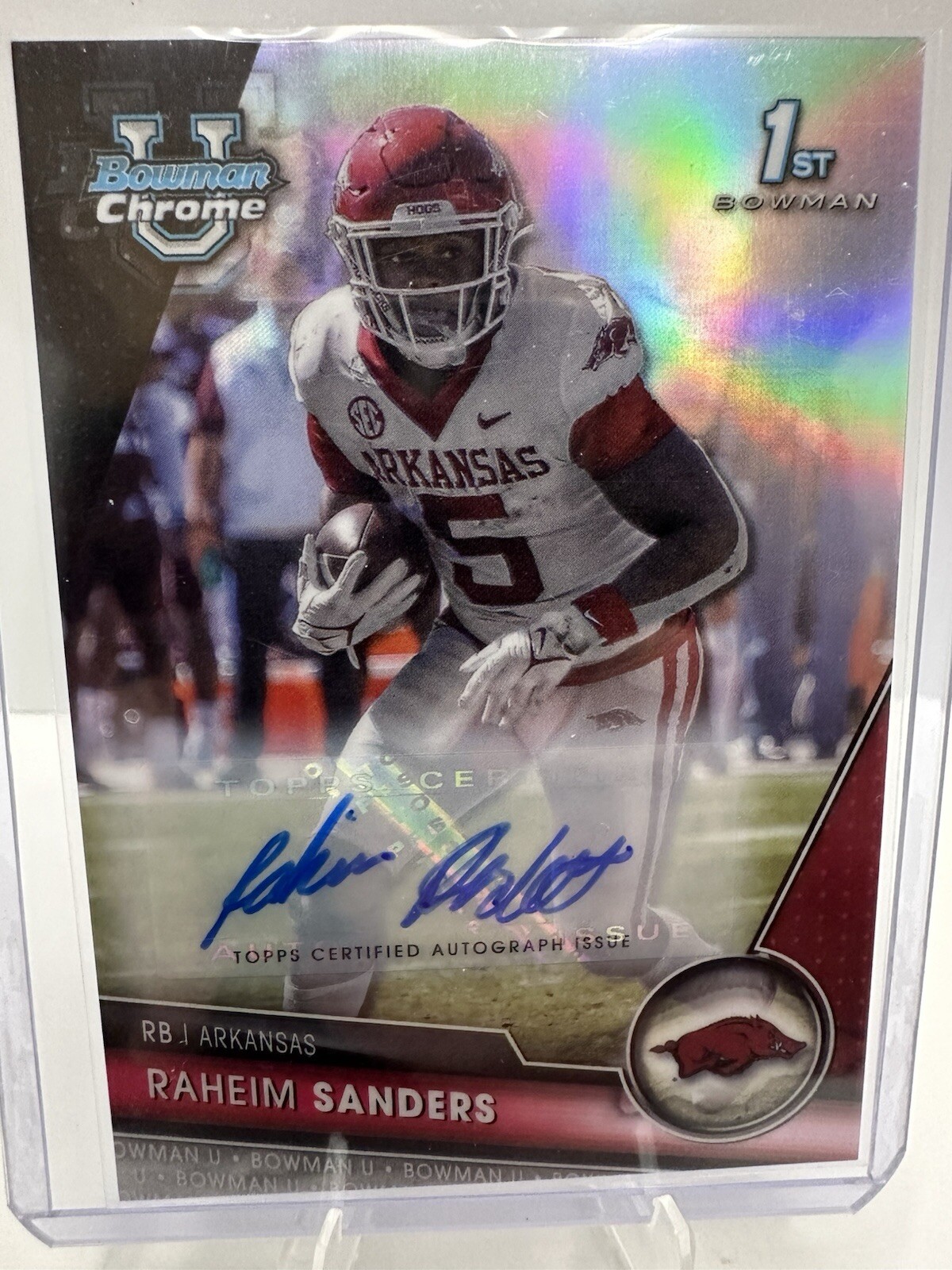 2023 Bowman University Chrome Raheim Sanders Prospect 1st Refractor Auto 364/499