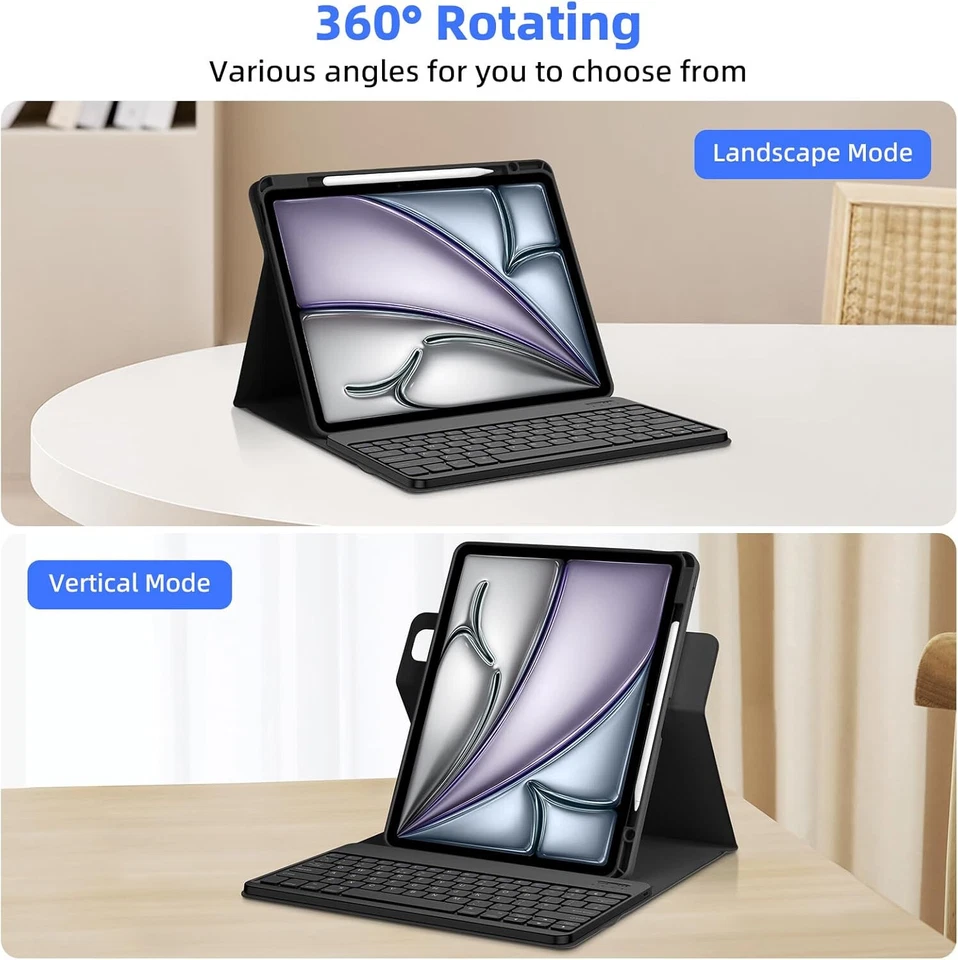 Keyboard Case for 13" M2 2024 iPad Air 6th Gen & 2022 Pro 12.9", Black - Image 3 of 4