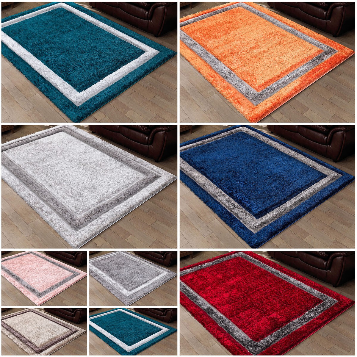 High Pile Shaggy Vintage Area Rug Non-Slip Non Shed Washable Small/Large  Mats