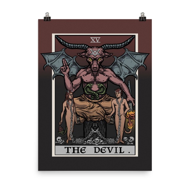 The Devil Tarot Card Poster Baphoment Gothic Satanic Witch Halloween Wall Art | eBay