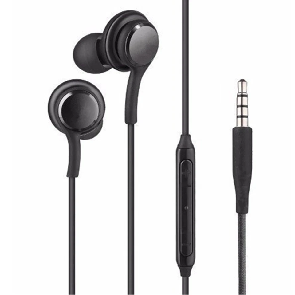 Black Braided Wired Earphones Headset Hands free For Samsung Galaxy S9 S8 Note 8 - Image 3 of 4