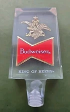 VTG Budweiser Bud Acrylic Beer Tap Handle 4 1/4" Gold Tone USA ANHEUSER BUSCH