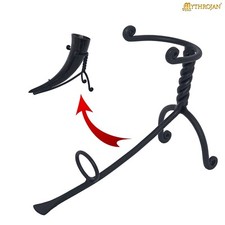 Twisted Iron Holder for Ale Vessel Drinking Horn Stand Display Rack Black