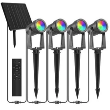 Solar Spotlights Outdoor Solar Landscape Lights with Remote Control RGBW Colo...