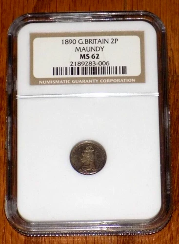 GREAT BRITAIN 1890 2 Two Pence Silver NGC MS 62 Queen Victoria Maundy 2P Coin