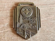 Cleveland 1934 Watch FOB Bridge Skyline City Scape Universal Safety Vtg FH Noble